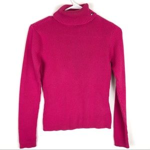 Tommy Hilfiger 100% Cotton Pink Knit Turtleneck Sweater